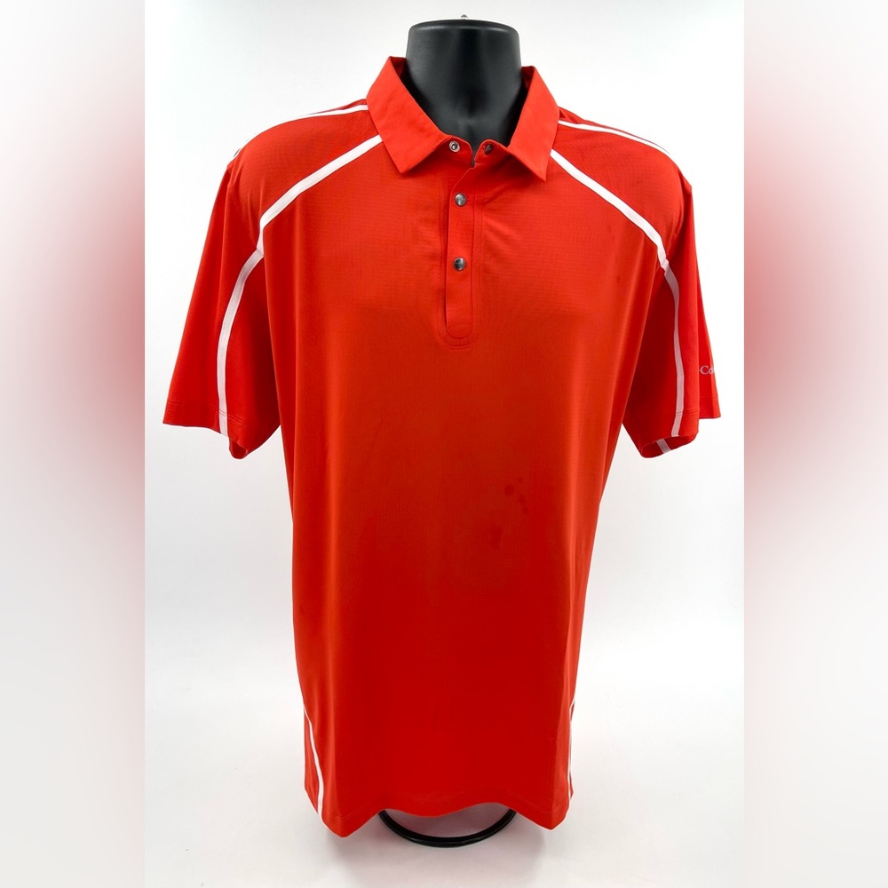 Columbia Golf Shirt Cut Away Polo Mens Size XL Orange Omni Wick Short Sleeve
